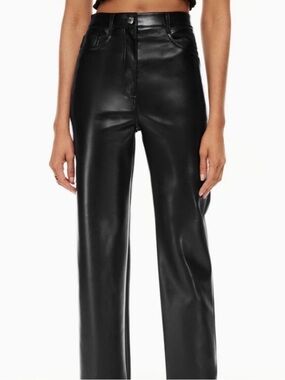 Aritzia Wilfred Black Faux Leather Straight Leg Pants